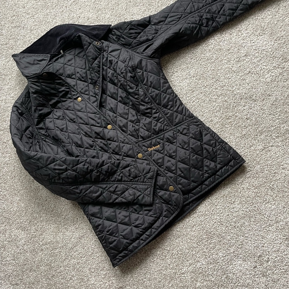 Barbour Black Quilted Jacket sz 8